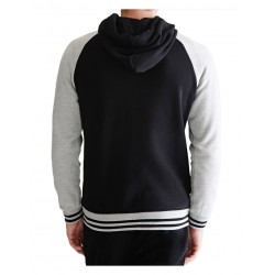 Men’s Grey and Black Varsity Hooded Jacket